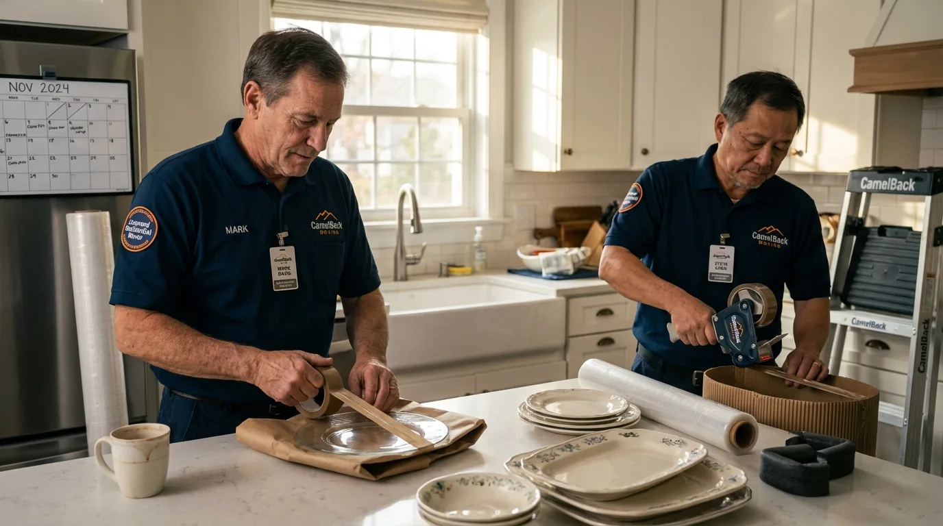 Professional crew packing kitchen dishware in Baldwin, GA